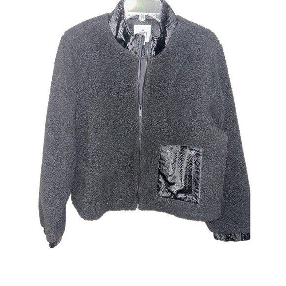 NWT Juicy Couture Cropped Black Teddy Fleece Sherpa Jacket XXL - Picture 1 of 4